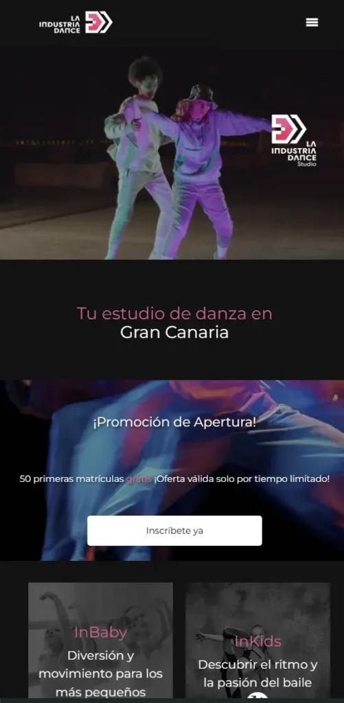 La Industria Dance web mobile